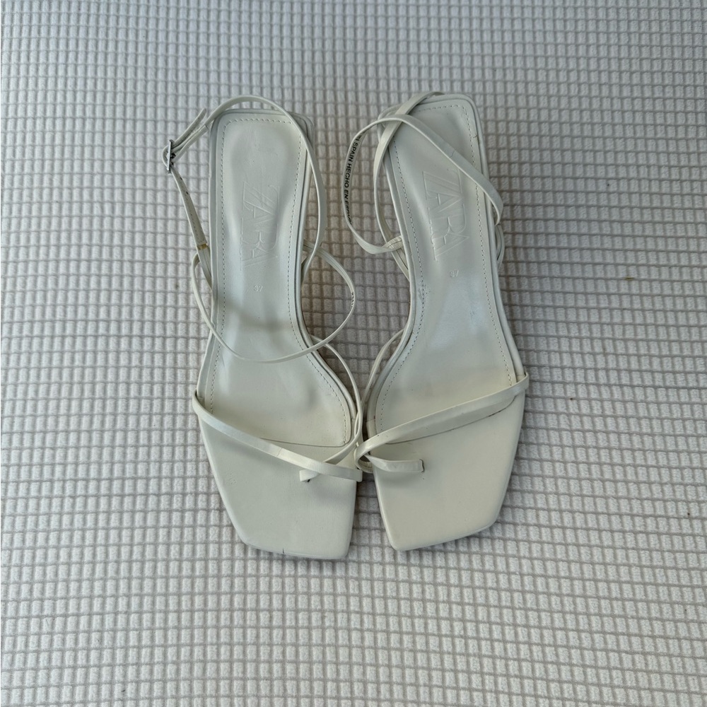 White leather strappy sandal heels SOLD